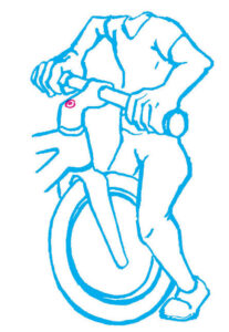 illustration of a person standing in front of a bicycle holding the handle bars and&hellip;